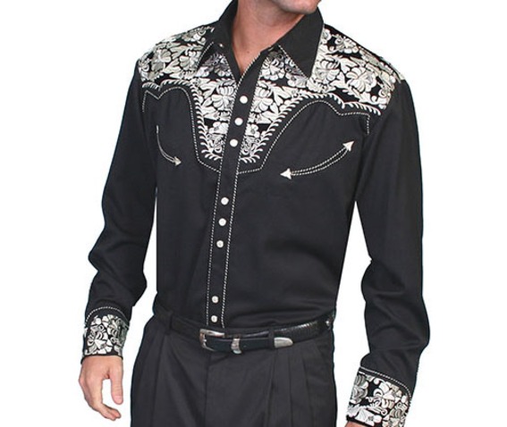 scully western silver embroidery black cowboy pearl snap scully western silver embroidery black cowboy pearl snap