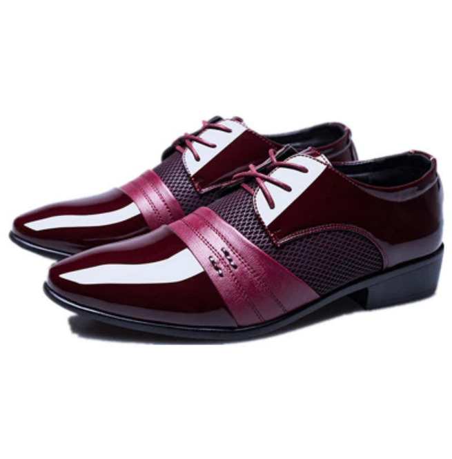 Vintage Men's Pu Leather Pointed Toe Plaid Pattern RebelsMarket