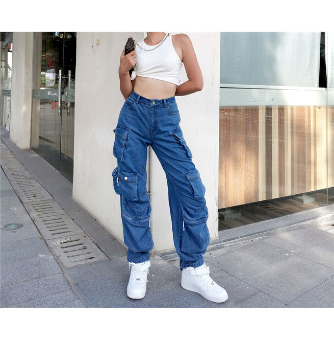 Oversized High Waist Cargo Jeans 