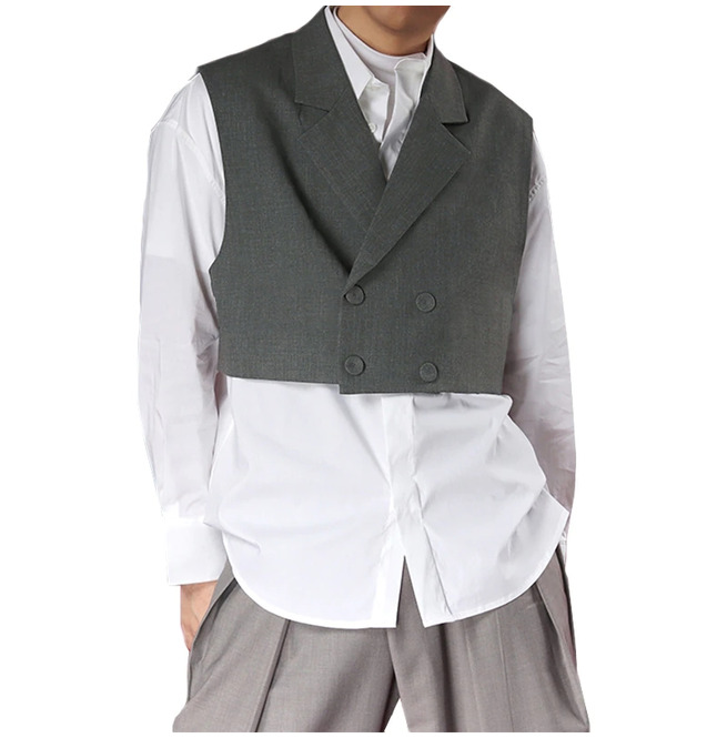 White ButtonUp Shirt Colored V Neck Vest Set RebelsMarket