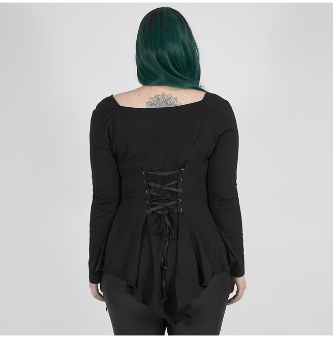 Gothic Plus Size Asymmetrical Black Top for Women RebelsMarket
