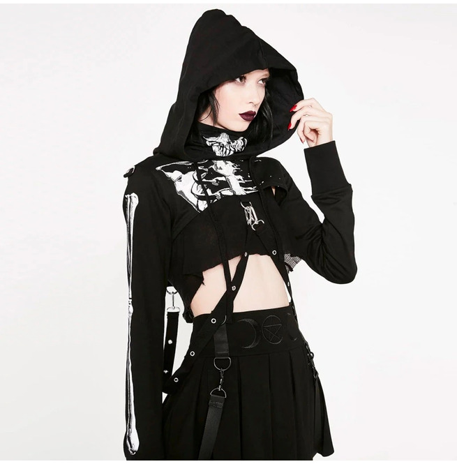 Emo Strap Cropped Hoodie | RebelsMarket