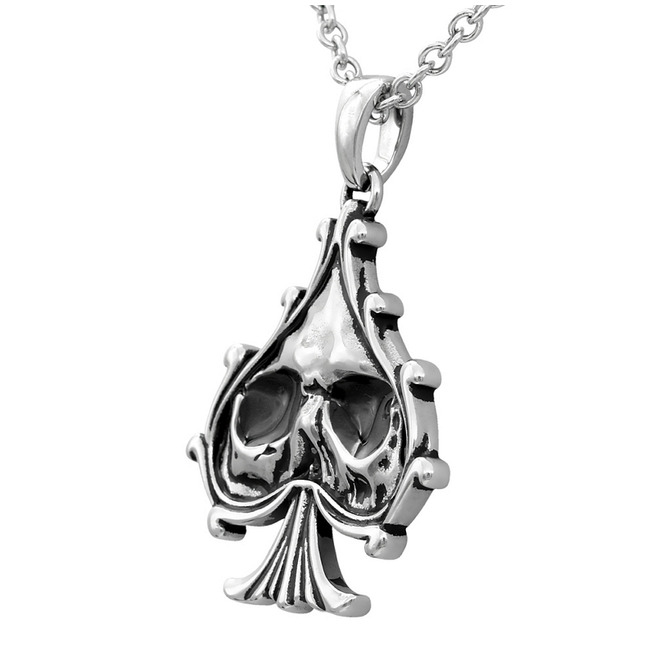 Skull Black Spade Necklace Controse Jewelry RebelsMarket