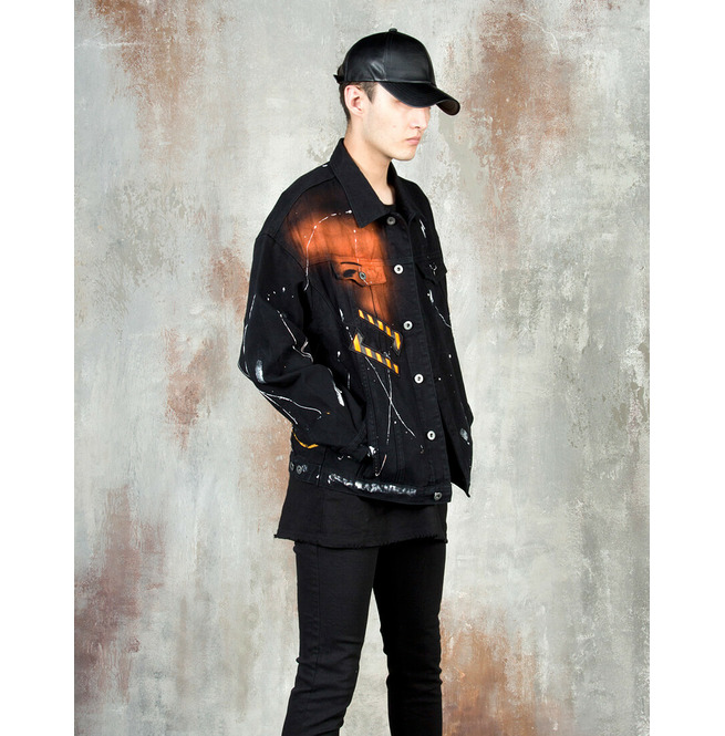 Contrast Splatter Paint Denim Jacket 504 RebelsMarket