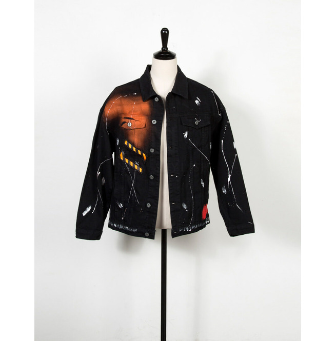 Contrast Splatter Paint Denim Jacket 504 RebelsMarket