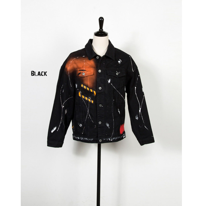 Contrast Splatter Paint Denim Jacket 504 RebelsMarket