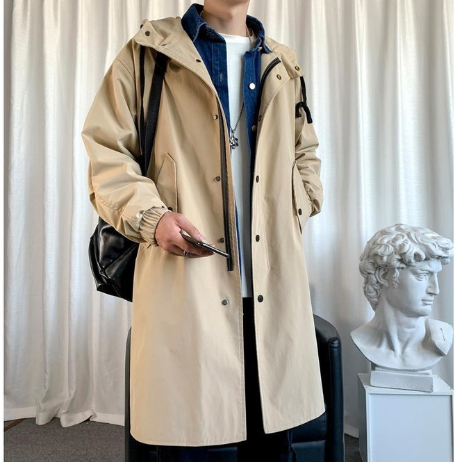 Zip-Up Solid Color Long Hooded Coat | RebelsMarket