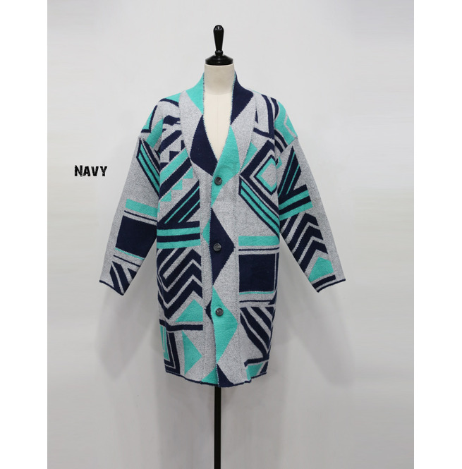 RebelsMarket Ethnic Patterned Knit Long Cardigan 222