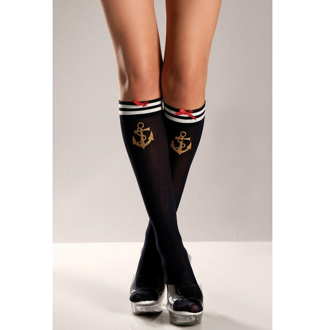 Navy Sailor Red Bow Ribbon Knee High Socks Be Wicked RebelsMarket