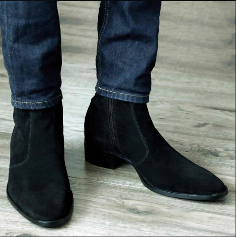 mens black boots with zipper