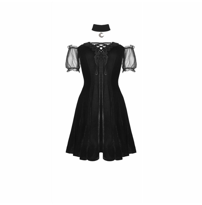 Dark in Love Black Mesh Sleeves Gothic Off Shoulder Mini Dress