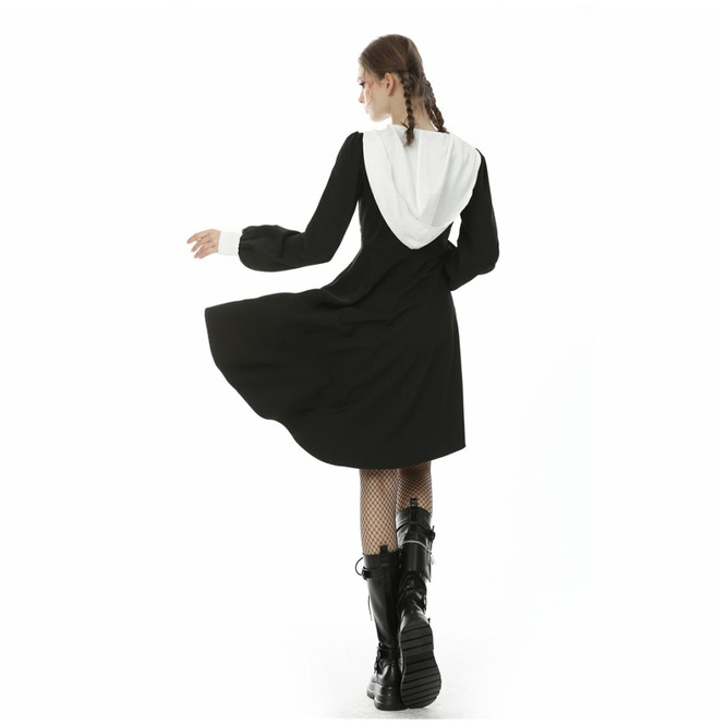 Asymmetrical Black Gothic ZipUp Hooded Dress Dark In RebelsMarket