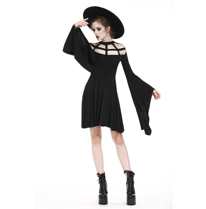 Black Slash Sleeves Spider Web Cut Out 