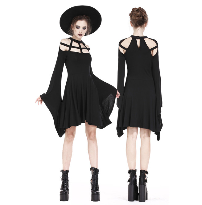 Black Slash Sleeves Spider Web Cut Out 