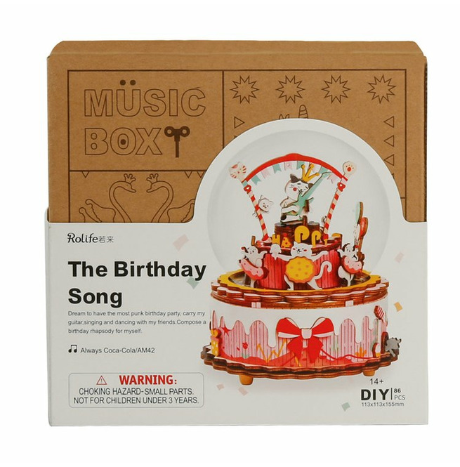DIY 3D Wooden Puzzle Colored Birthday Song Music Box RebelsMarket