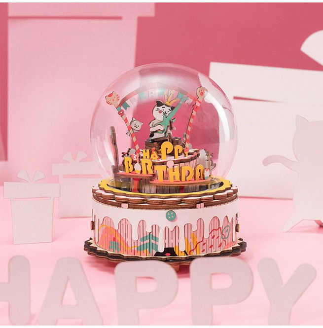 DIY 3D Wooden Puzzle Colored Birthday Song Music Box RebelsMarket