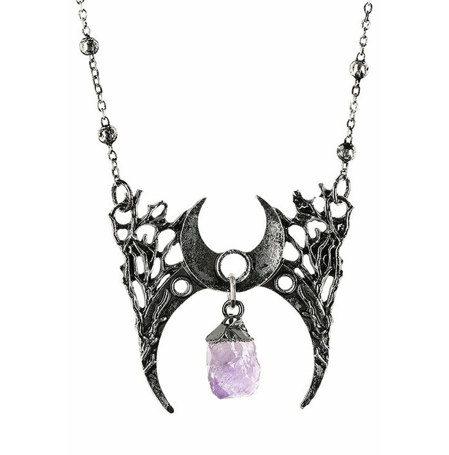 Gothic Necklace With Crystal Branch Crescent Restyle RebelsMarket