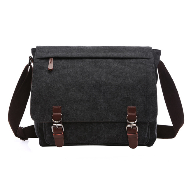 Canvas Crossbody Messenger Bag With Front Zipper. Water RebelsMarket