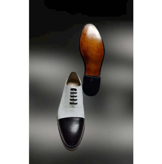 Handmade Mens Two Tone Oxford Shoes, Men Tuxedo Shoes, RebelsMarket