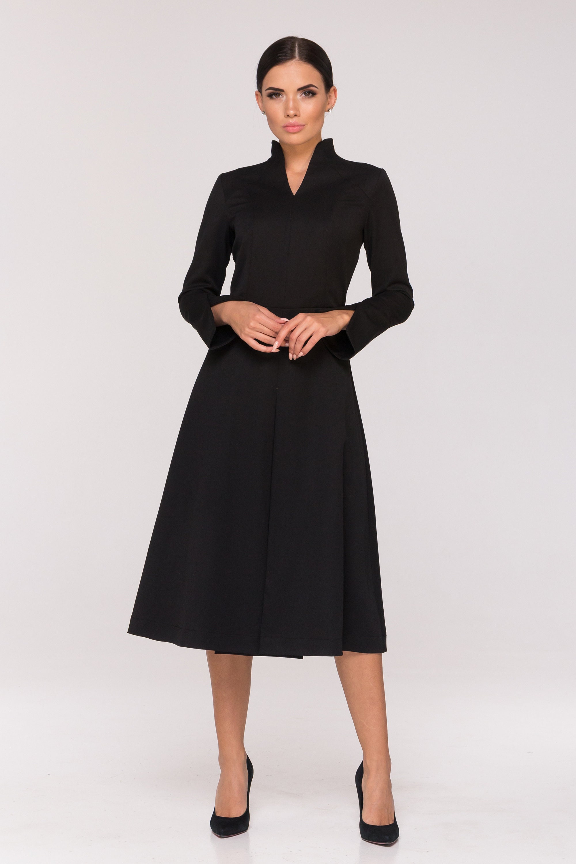 Black Cocktail Dress, Long Sleeve Office Dresses for RebelsMarket