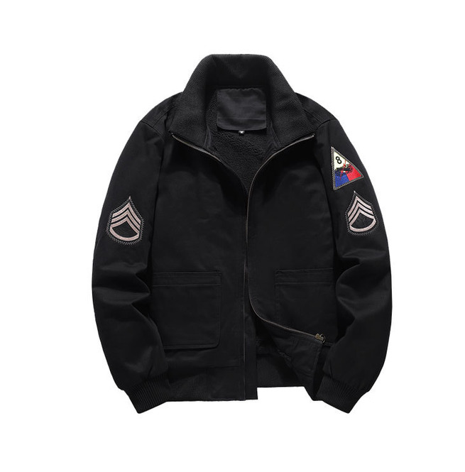 Men's Thick Arm Band Bomber Jacket With Zipper Pockets RebelsMarket