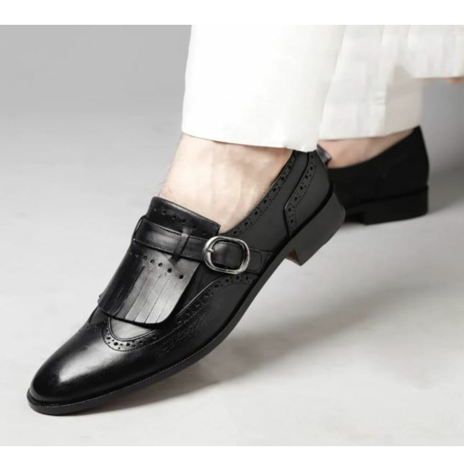 Handmade Mens Black Leather Dress Shoes, Men Black RebelsMarket