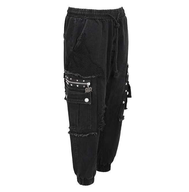 Gothic Men's Black Pants With Elastic Ankle Waist and RebelsMarket