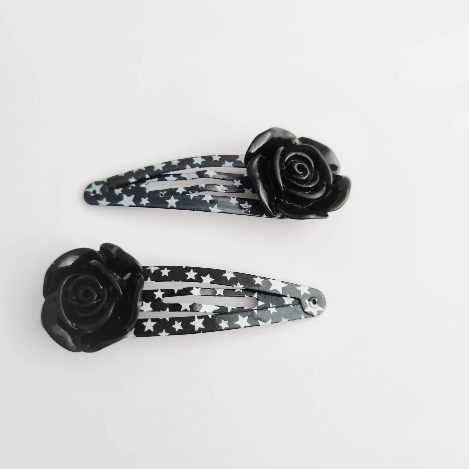 Black Rose Hair Clips, Gothic Hair Accessory RebelsMarket