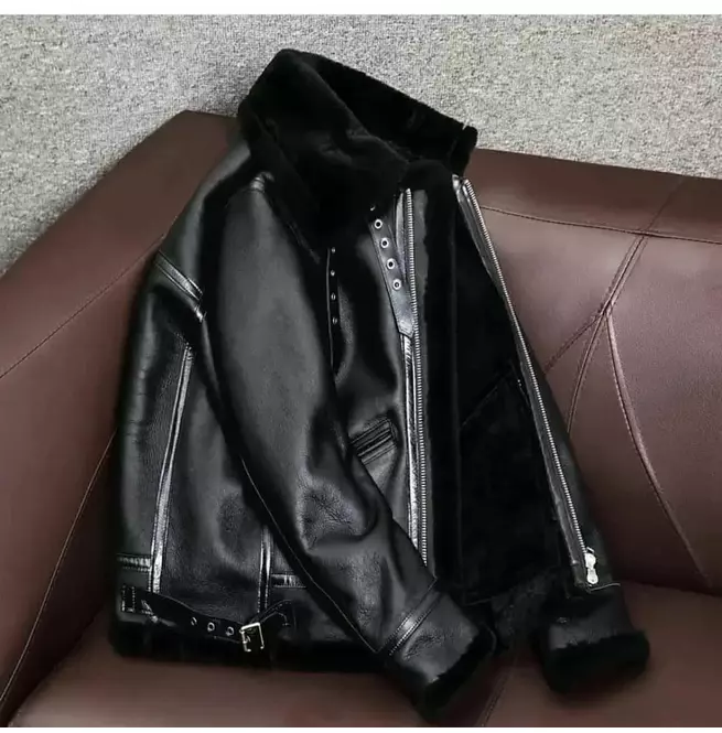 fur punk blouson jacket black