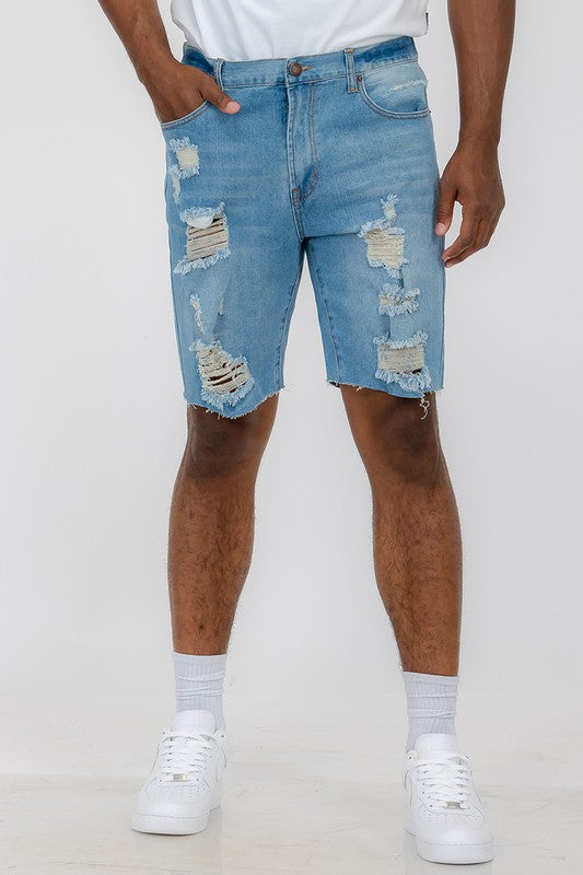 Men s Stylish Distressed Denim Shorts 98 Cotton 2 RebelsMarket