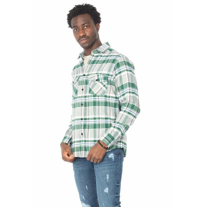 Men's Flannel Shirt Green RebelsMarket