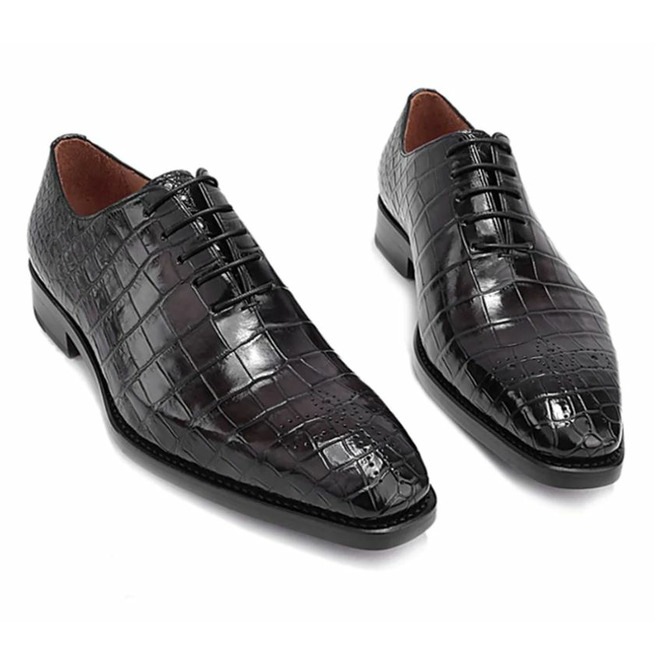 Handmade Mens Black Alligators Print Dress Shoes, Men RebelsMarket