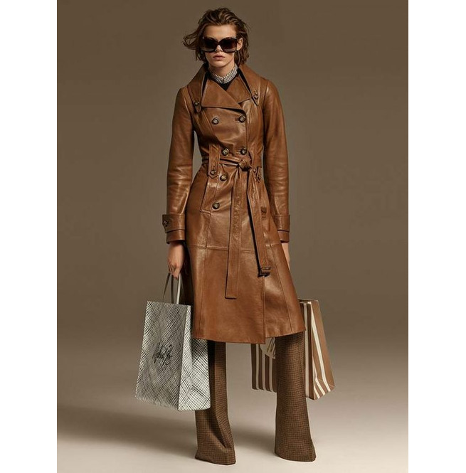 Women Designer Handmade Unique Style Long Leather Coat RebelsMarket