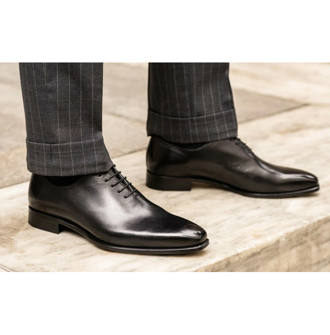 Handmade Men Black Leather Oxford Shoes, Men Black RebelsMarket