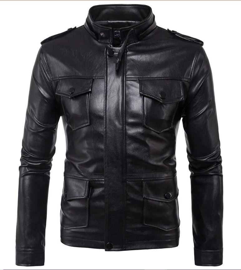 Men Black Slim Fit Hooded Biker Jacket, Real Leather RebelsMarket