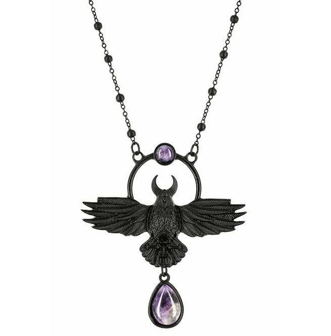 Nordic Talisman The Crow Pendant Black Purple Quartz RebelsMarket