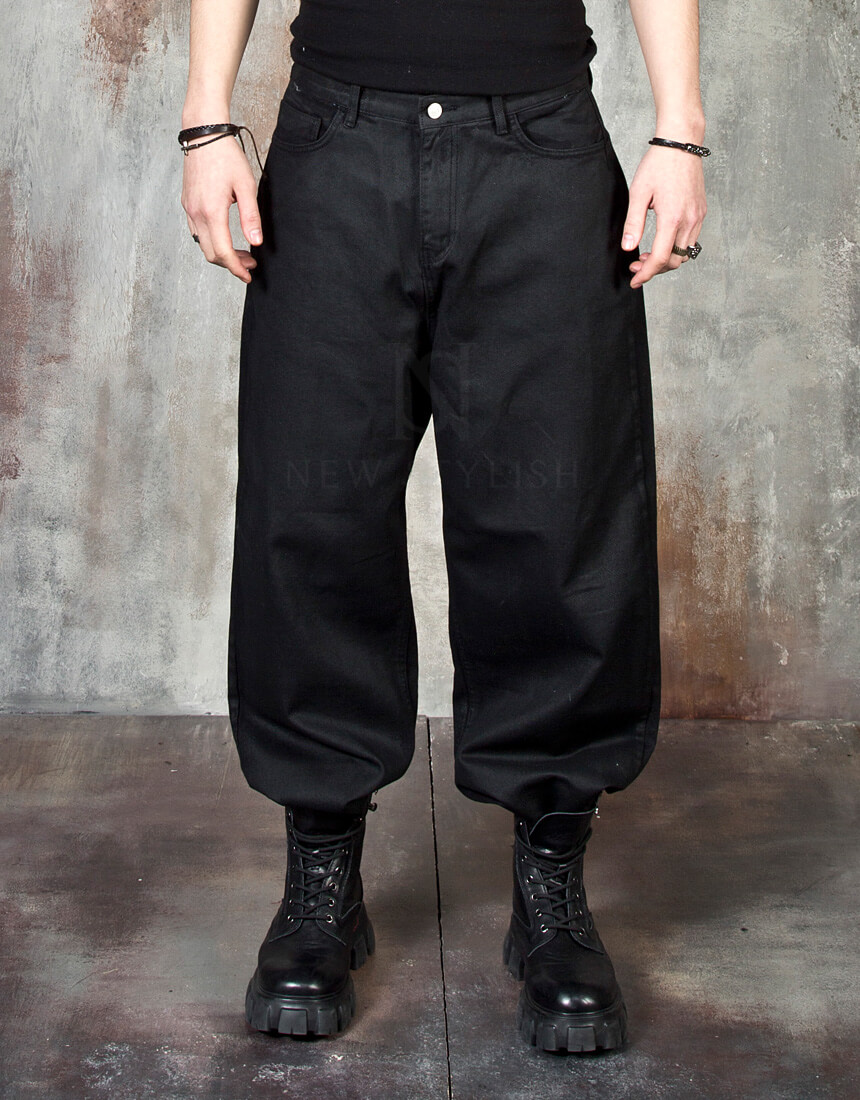 Wax-coated Wide-leg Baggy Jeans - 533 | RebelsMarket