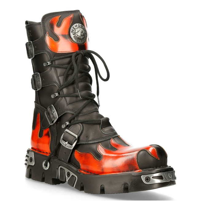 Gothic Genuine Leather Heavy Metal Accents Red Flame RebelsMarket