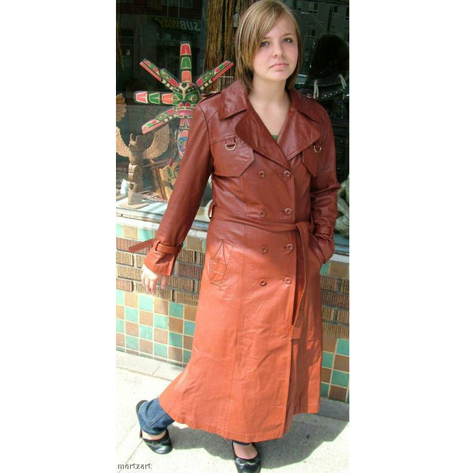 Women Designer Handmade Simple Style Long Leather Coat RebelsMarket