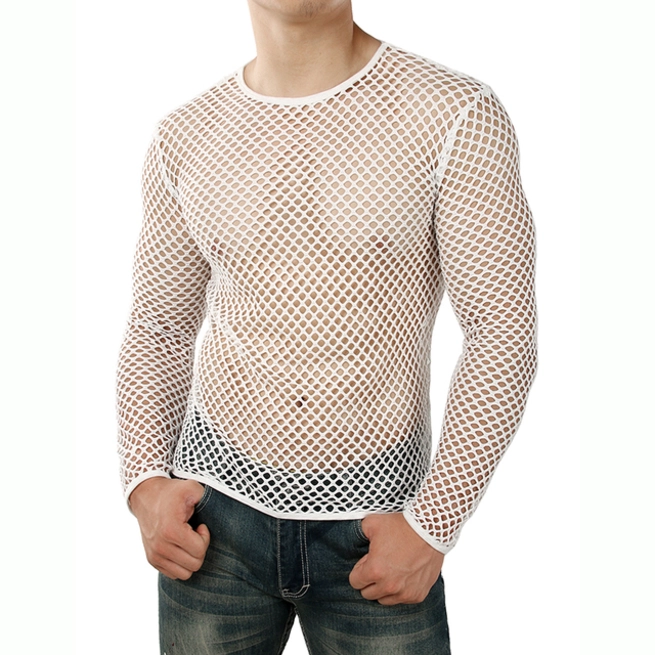 men's long sleeve fishnet shirt