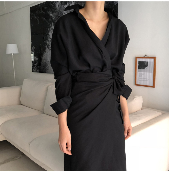Women's Long Sleeved Vneck Wrap Dress RebelsMarket