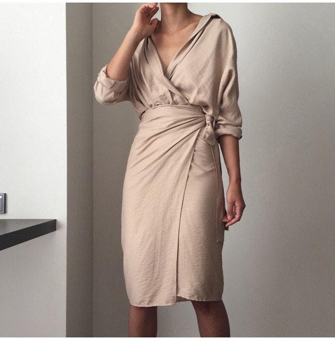 Women's Long Sleeved Vneck Wrap Dress RebelsMarket