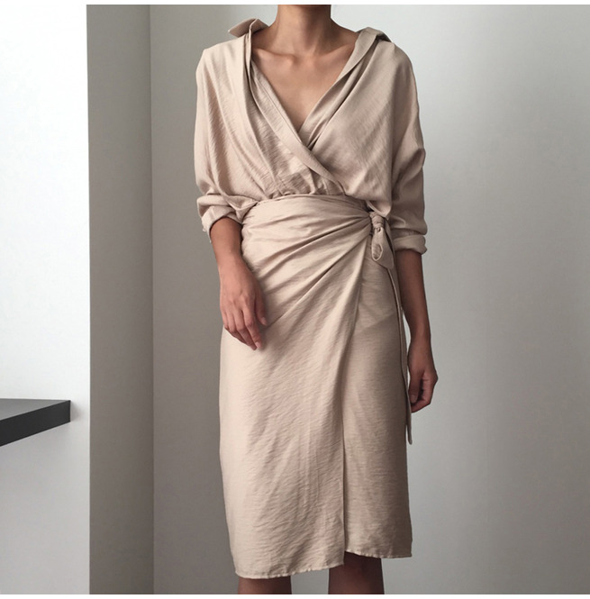 Women's Long Sleeved Vneck Wrap Dress RebelsMarket