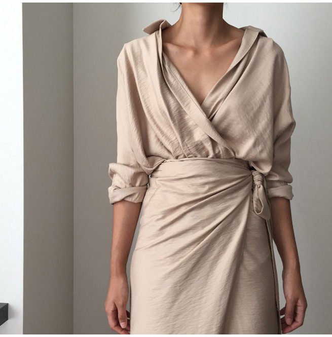 Women's Long Sleeved Vneck Wrap Dress RebelsMarket