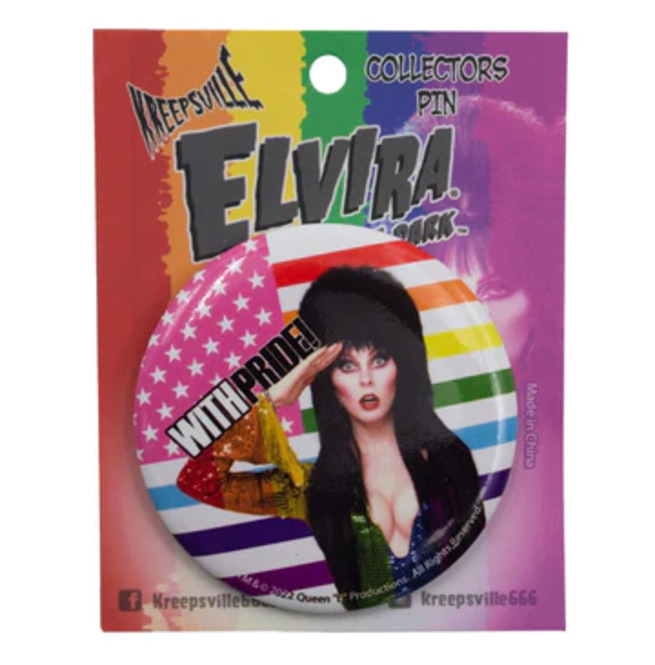 Elvira With Pride Large Round Button Badge | | RebelsMarket