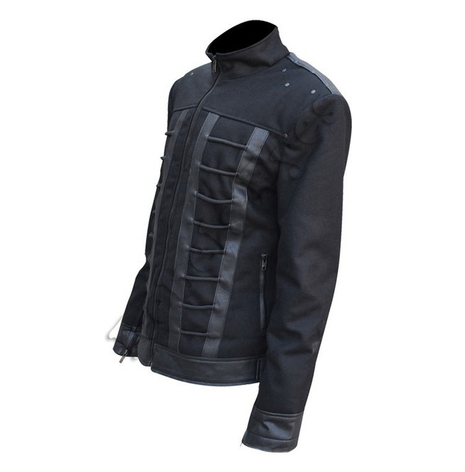 Gothic Mens Black Denim Zipper Jacket With Studs RebelsMarket