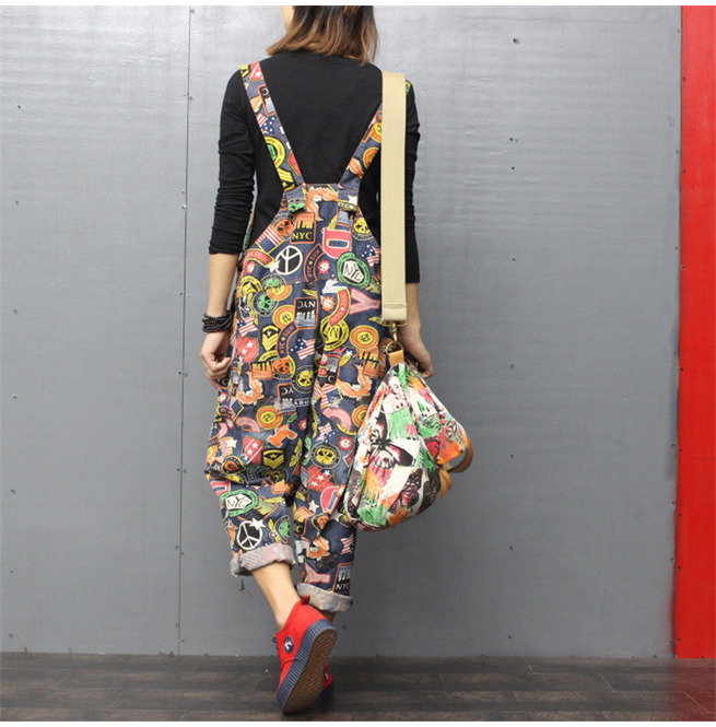 Kidcore Denim Overalls With Cartoon Print RebelsMarket