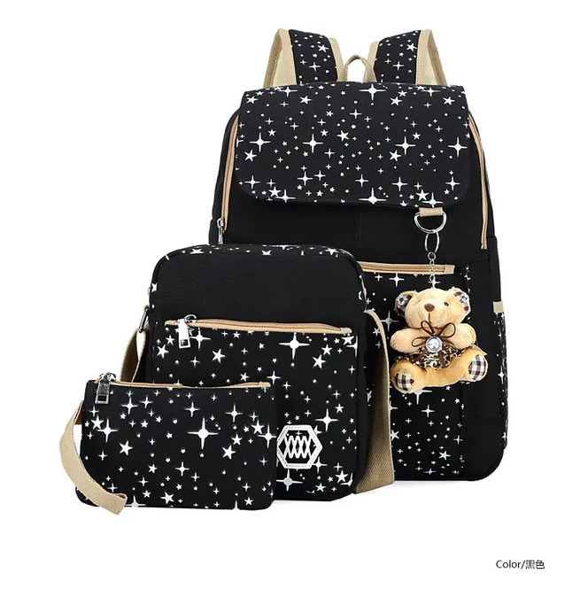 Kidcore 3pcs School Stars Print Bear Backpacks RebelsMarket