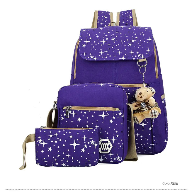 Kidcore 3pcs School Stars Print Bear Backpacks RebelsMarket