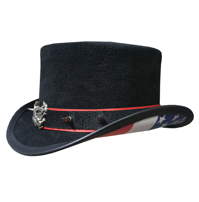 Live To Ride Black Leather Top Hat RebelsMarket